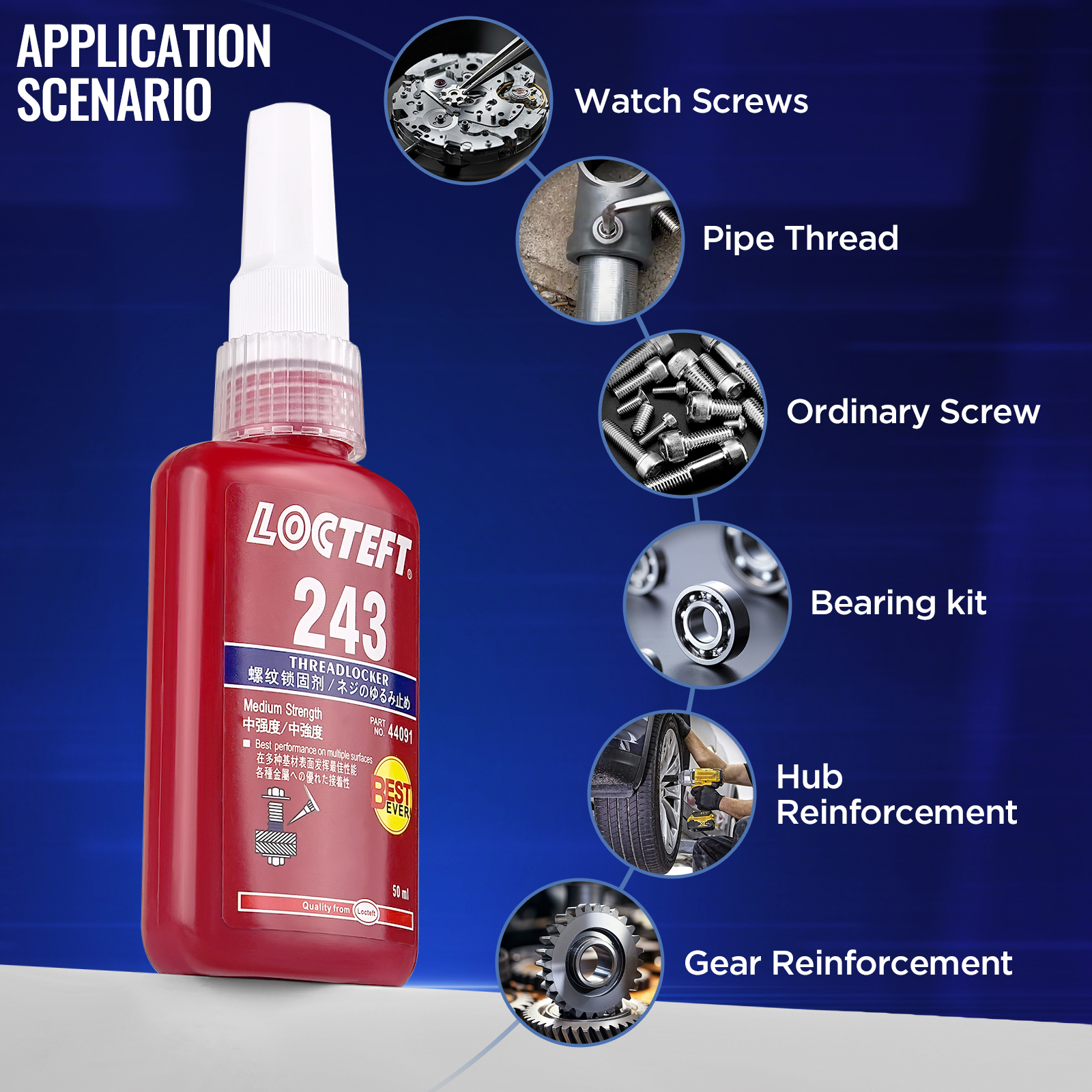 50ml Threadlocker Screw Glue Quickly Cured Thread Locking Agent Anaerobic Adhesive Corrosion-Resistant Anti-Loosening Glue