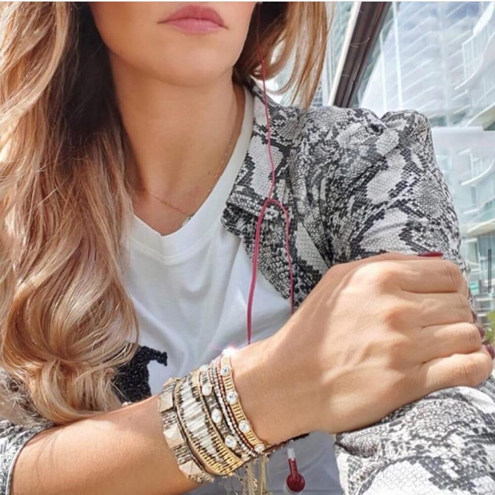 ZHONGVI Armbänder Für Frauen mehrschichtig Schmuck Miyuki Perle Pulsera Zirkon Armbinde einstellen Böhmischen Stil