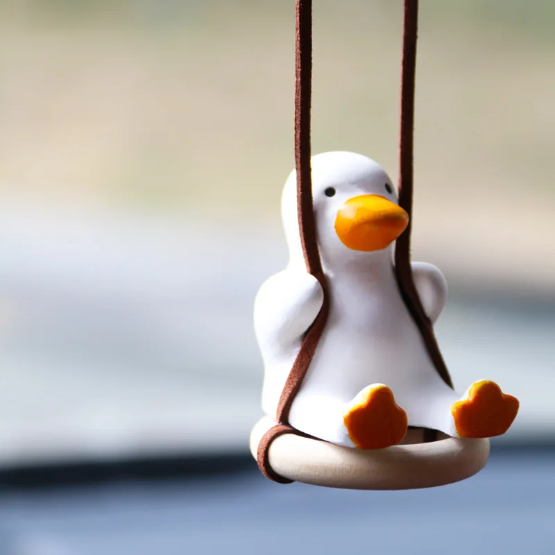 Cute Swinging Duck Car Pendant Auto Rearview Mirror Hanging Ornament Interior Decoration Accessories Swing Duck Laryard Keychain: Blue