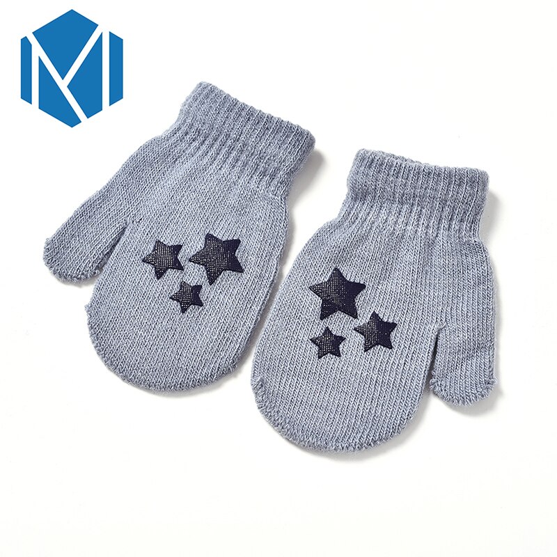 Miya Mona Star Kids Children Unisex Winter Warm Lanyard Glove Boy Girls Wool Knitted Luvas Covered Fingers Mittens Gloves
