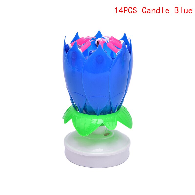 Vela Musical giratoria de flor de loto de feliz cumpleaños, para niños, velas para de cumpleaños, adornos de pastel de 1 pieza: N3