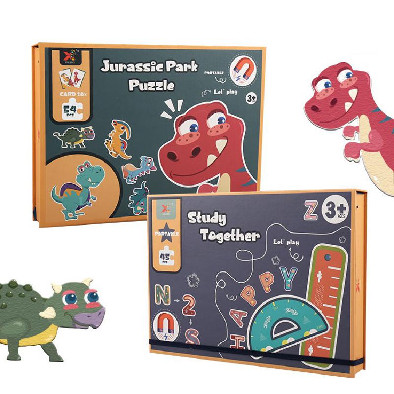 Magnetische Puzzel Kinderen Onderwijs Speelgoed Dier Brief Voertuig Bijpassende Jigsaw Schilderen Set Game Vroeg Leren Speelgoed Voor Baby