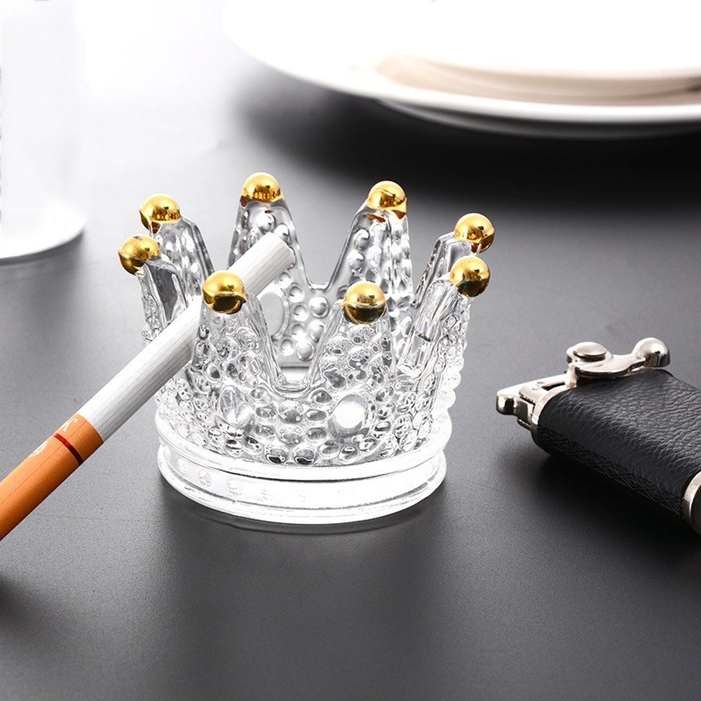 Crown Ashtray Glass Personality Ash Tray Transparent Wax Holder Candle Holder Ornaments Ashtray for Home Car