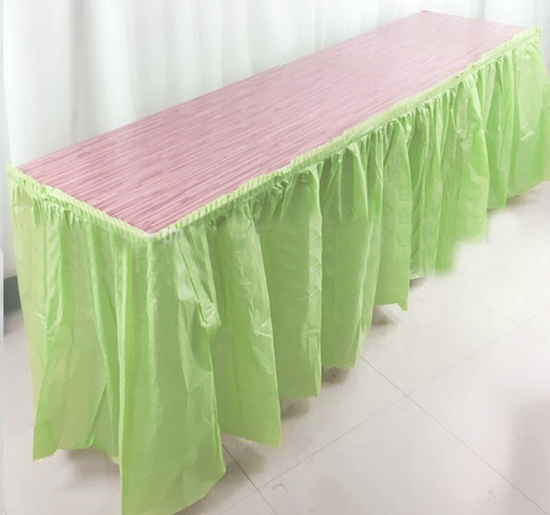 Solid Color Disposable Plastic Table Skirt Baby Shower Birthday Party Outdoor Wedding Party Table Skirt Table Decoration: apple blue
