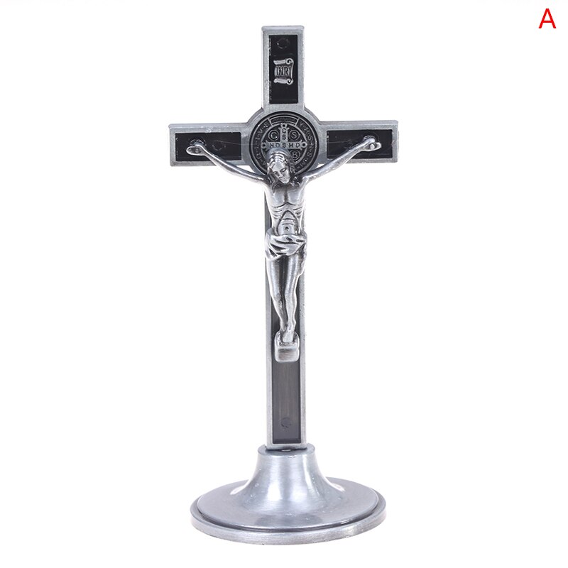 1Pc Metal Cross Jezus Icoon Ornament Christus Standbeeld Metalen Kruisbeeld Religieuze Ornament God Katholieke Icoon Decoratie Decoratieve: A