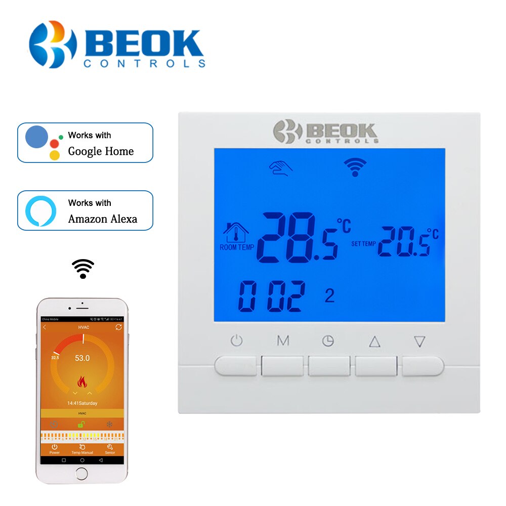 BEOK Wifi / Non-Wifi Room Heating Thermostat Temperature Controller for Gas Boilers Weekly Programmable BOT-313: wifi blue