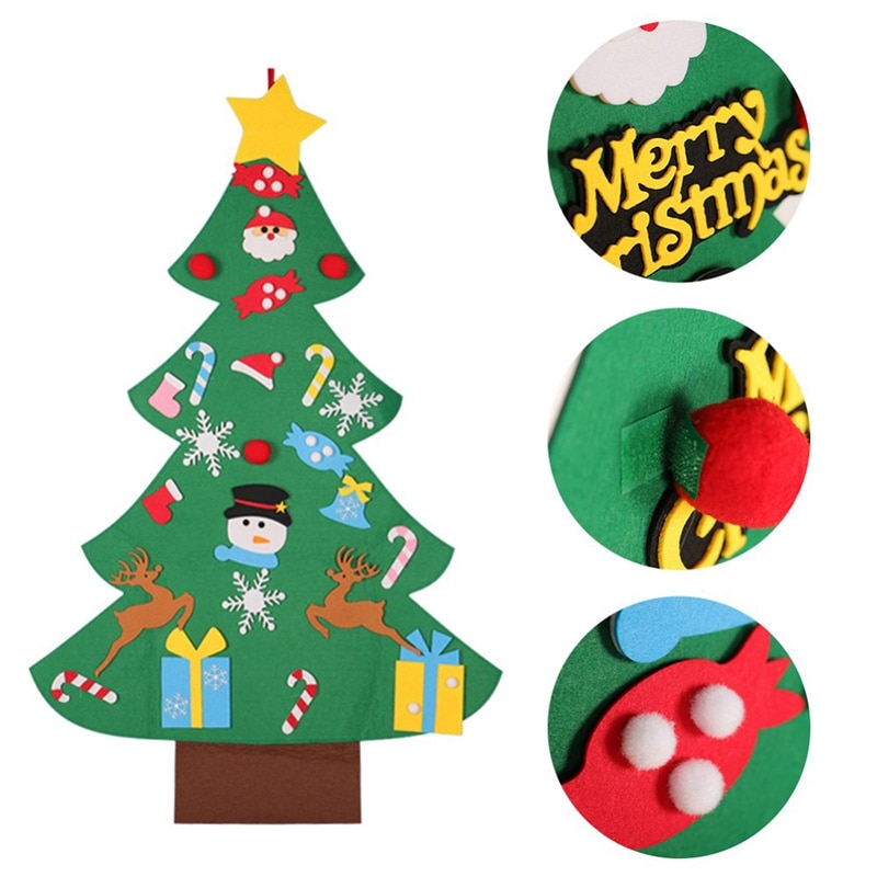 3D Diy Vilt Kerstboom Hangers Muur Opknoping Decoratie Stickers Xmas Ornamenten Kinderen Voor Thuis Kerst Decoratie