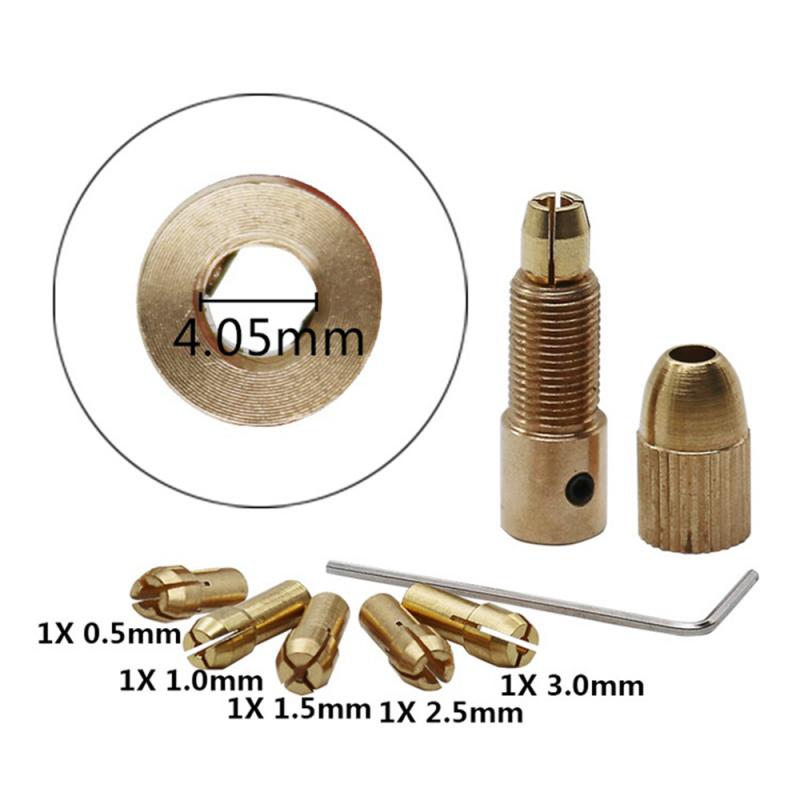 7 stk/sett 2.35-5.05mm dremel spennhylse i messing miniborchucker for elektrisk motoraksel borkroneverktøy metallbor chuckadapter: 4.05mm