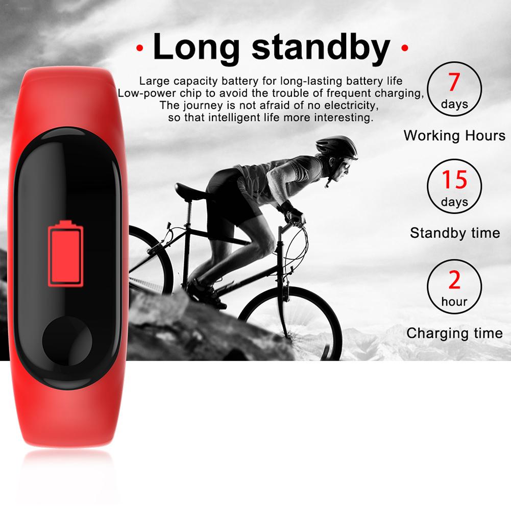 Pulsera inteligente M3 con pantalla a Color, Monitor de ritmo cardíaco y presión arterial, deportiva, resistente al agua para Android e iOS