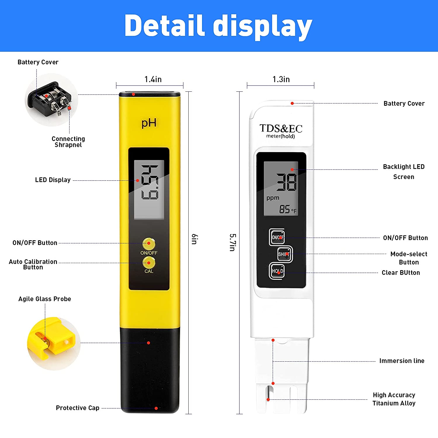 PH Meter, TDS PPM Meter, Soild PH Tester Upgraded Version], 3 in 1 for Home Water and Garden Soil Use
