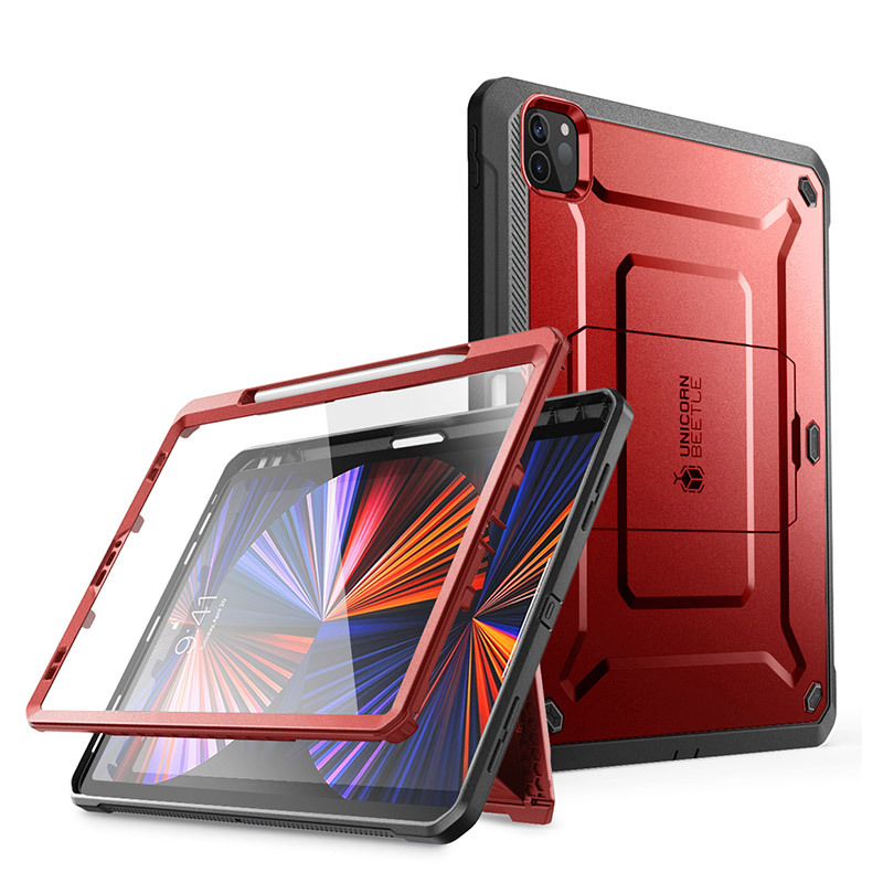 Husă pentru ipad pro 12.9 ) supcase ub pro, husă de protecție robustă cu suport și protector de ecran încorporat: Roşu