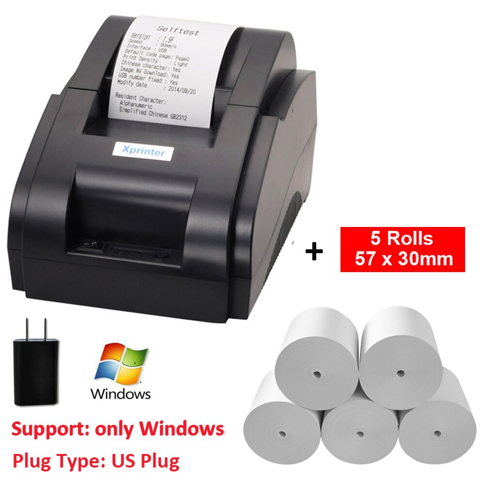 XP-58IIH 58mm Thermische Erhalt Rechnung Drucker USB maschine Restaurant POS Drucker für Fenster, oder Android und IOS: uns Stecker einstellen-4