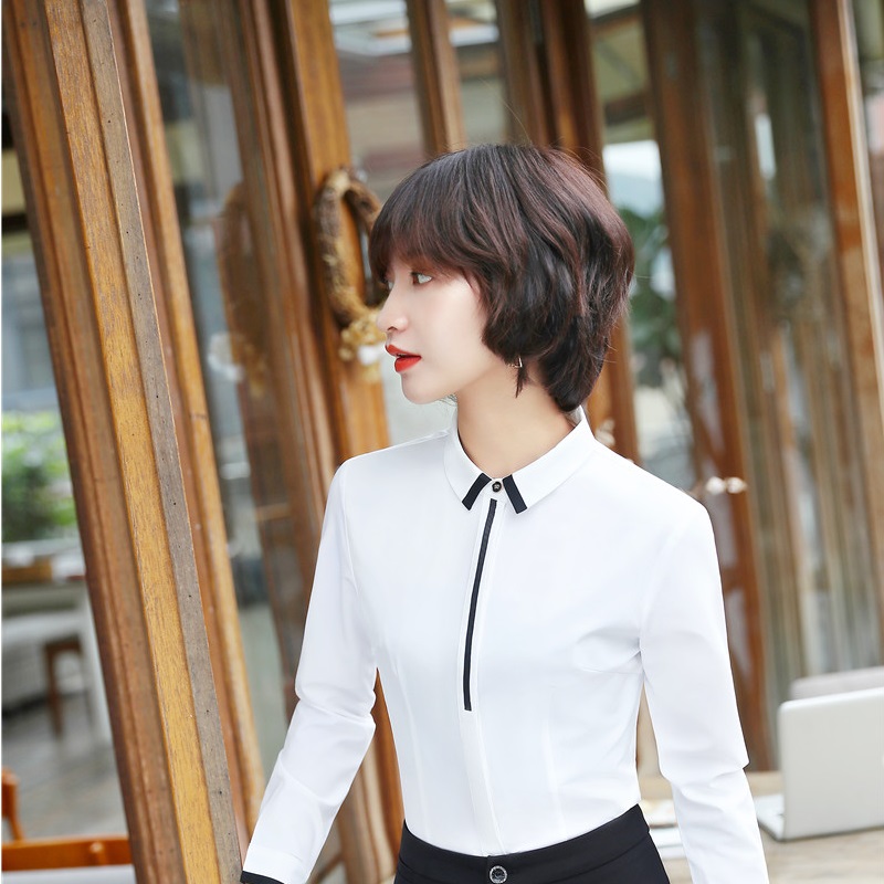 Uniform Styles White Long Sleeve Spring Fall Blouses & Shirts For Business Women Office Work Wear Blouse Female Tops