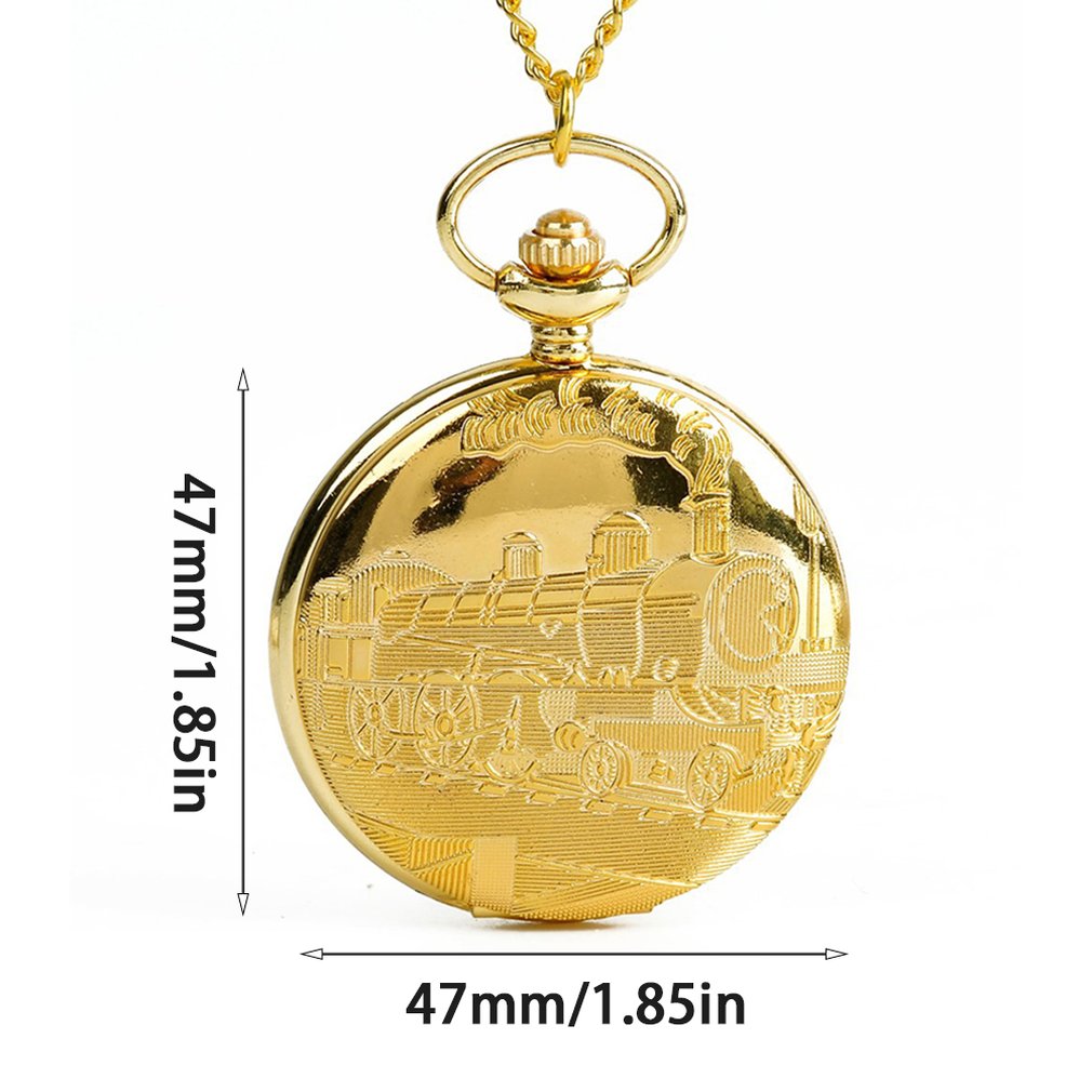 Large Pocket Watch Golden Locomotive Retro Pocket Watch Classic Men'S Women'S Quartz Pocket Watch