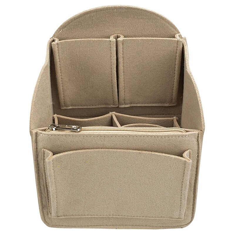 Mochila de fieltro insertar organizador bolsa de almacenamiento bolsa Universal en bolsa hombres mujeres bolsos de hombro bolso de mano organizadores: Dark Khaki