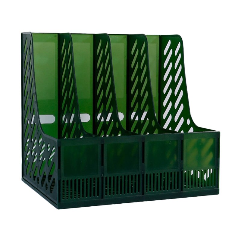 Desktop 4-Raster Bestand Map Verticale Tijdschrift Organizer Met Pen Houder 3 Containers Etiket Venster Voor Kantoor School: Green