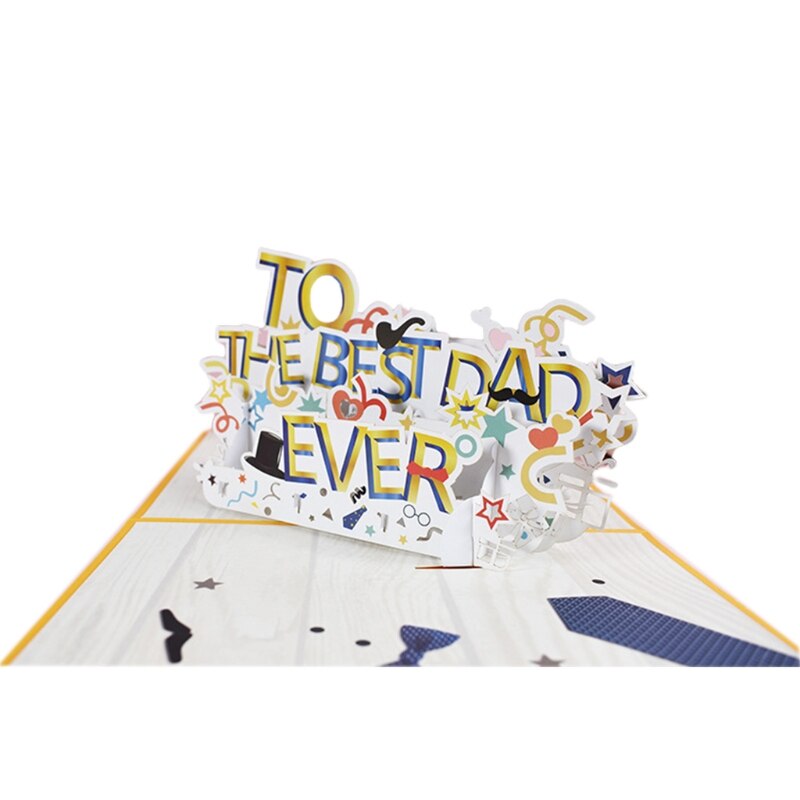 Tarjeta de felicitación Pop-Up to the Best Dad Ever 3D, para cumpleaños, Día del Padre, boda, niños, Baby Shower, con sobre