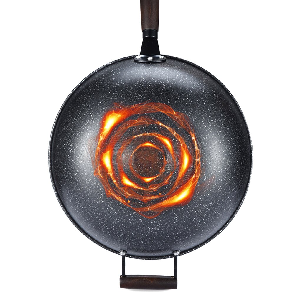 Nonstick stekpanna metall stekpanna med trähandtag köksredskap köksredskap