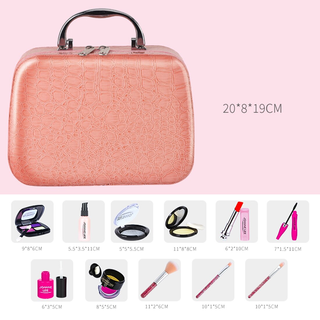 13Pcs Pretend Play Simulation Cosmetic Makeup Handbag Toys For Girls Birthday Children Educational Toys - Rosy Pink PU Bag