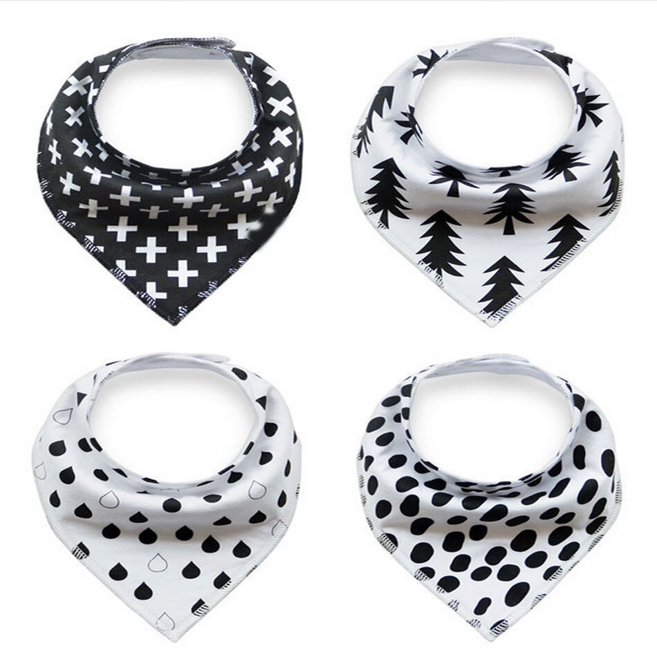 Gelukkig Fluit 4 Pcs Slabbers Dubbele Lagen Katoenen Baby Peuter Voeden Bandana Slabbetjes Speeksel Handdoek Driehoek Hoofd sjaal: D29