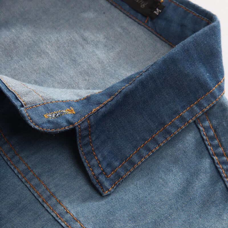 Plus Asiatische Größe L-5XL 6XL 7XL 8XL 100% Denim BAUMWOLLE Shirt Für Männer Kurzen Ärmeln Sommer Stil Lässig kleidung