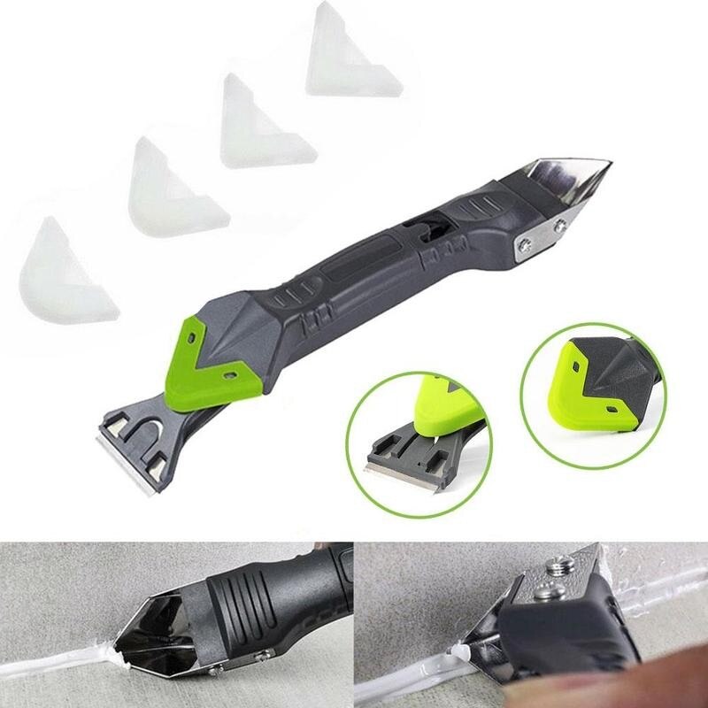 5 In 1 Sealant Scraper Kit Rand Fixer 3-in-1 Silicone Caulking Tools Glass Glue Angle Scraper Floor Mould Removal Hand Tools Set