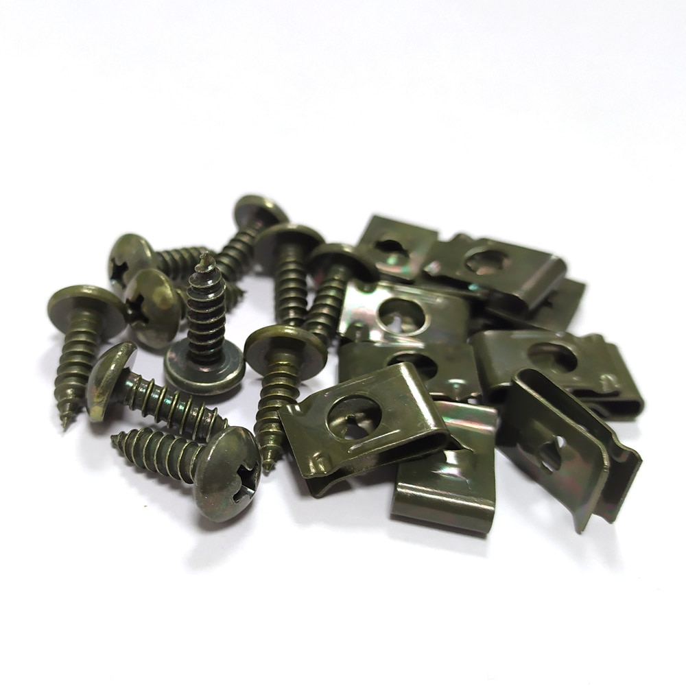 10Pcs Auto Motorfiets Scooter Atv Bromfiets E-Bike Plastic Cover Metal Retainer U-Type Clips Self-tikken Schroeven M4 M5
