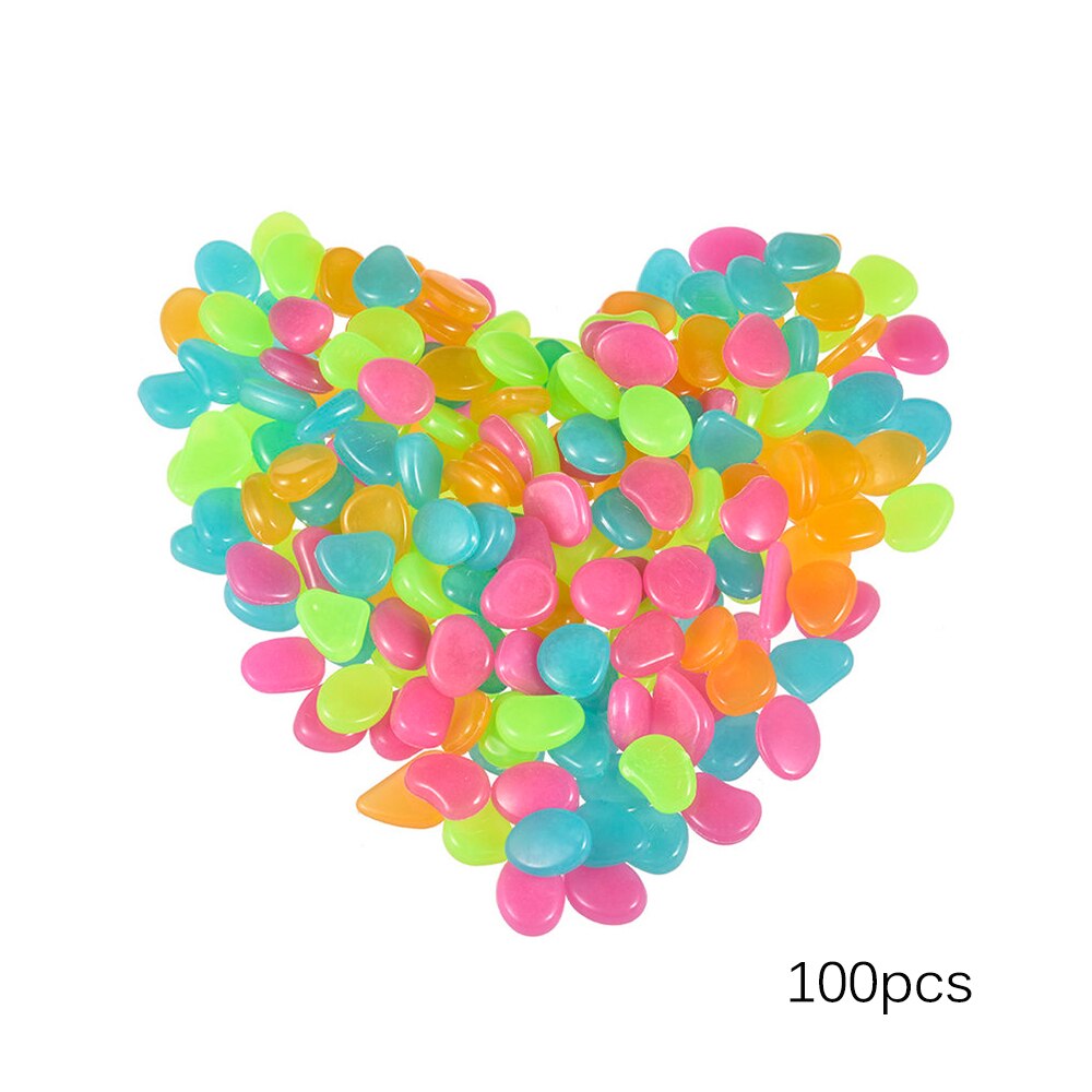 100Pcs Glow In The Dark Stenen Gloeiende Stenen Fluorescerende Heldere Pebbles Lichtgevende Stenen Voor Aquarium Tuin Decoratie: MULTI