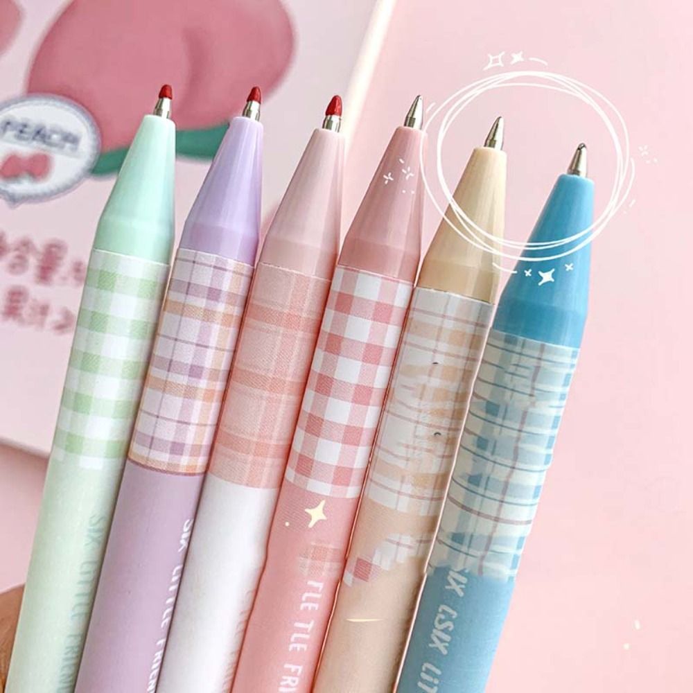6PCS/SET Stationery Writing Tools Learning Office Supplies Cartoon Press Type Ballpoint Pen Rollerball Pen Gel Pens