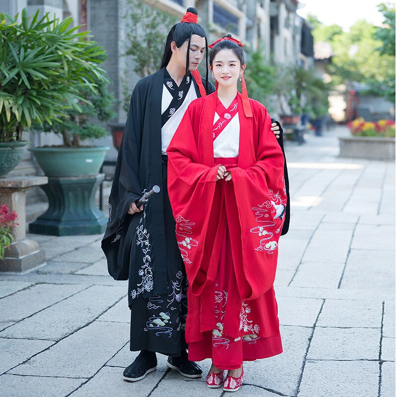 Borduurwerk Hanfu Traditionele Dans Kostuums Vrouwen Mannen Folk Festival Outfit Crane Fee Jurk Rave Prestaties Kleding DC3453