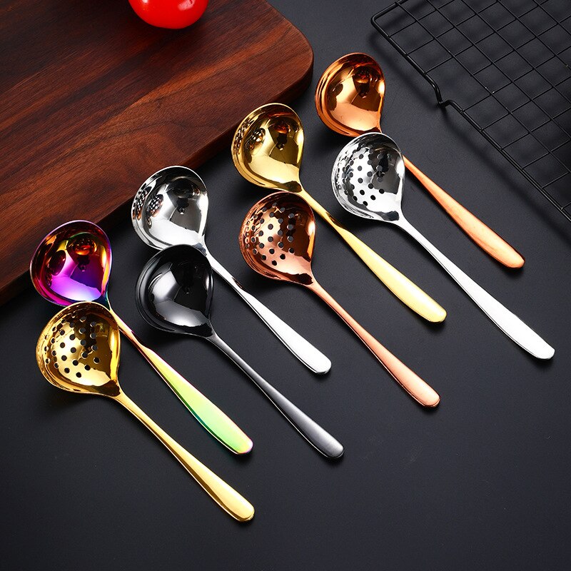 304 Stainless Steel Soup Spoon Colander Multi-Purpose Sauce Spoon Deep Bottom Spoons