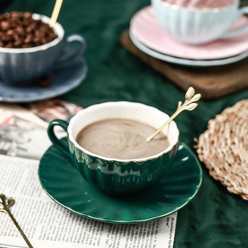 Europæisk phnom penh keramisk kaffekop med underkop og ske te kop simpel mælkekop cappuccino latte kop drinkware