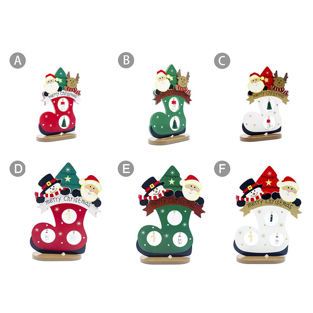 Christmas Wooden Painted Snow Boots Santa Claus Desktop Decoration Trinkets Ornaments