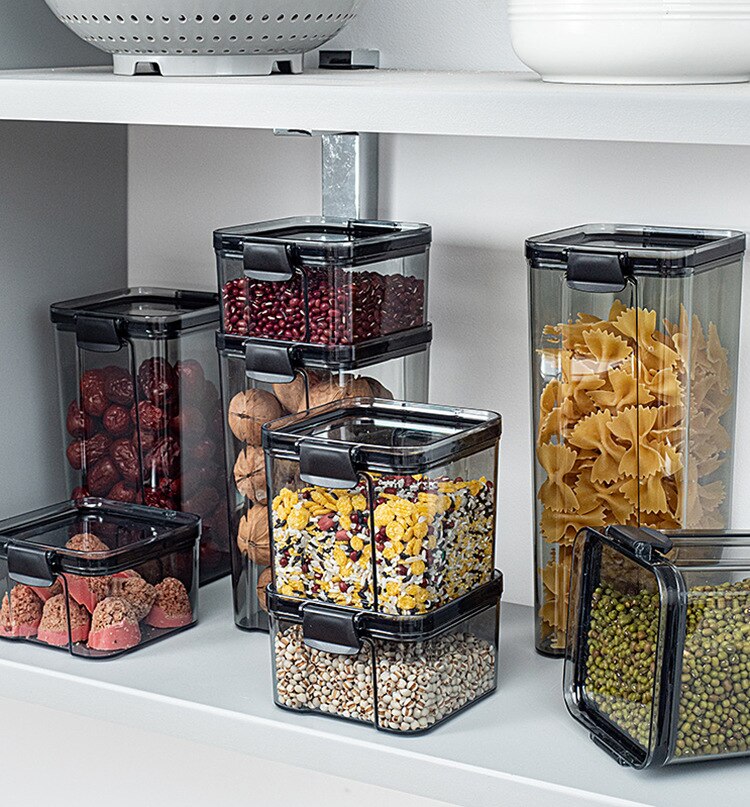 Küche Lagerung Container Snacks Bohnen Reis Nüsse Lebensmittel Lagerung Gläser Kunststoff Behälter Versiegelt Frische Lagerung Küche Liefert