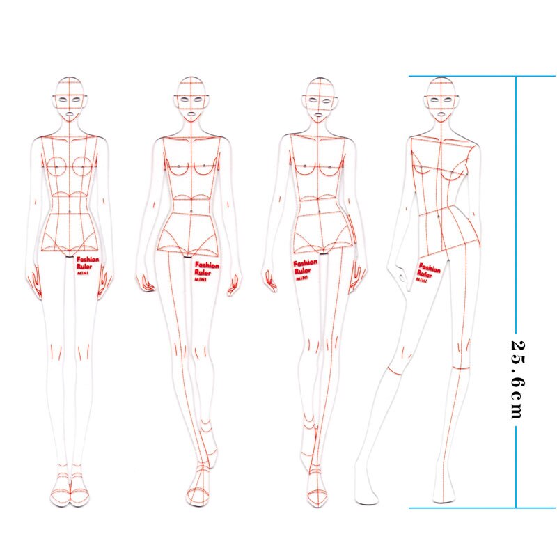 Drawing Ruler Figure Drawing Template Body Model Clothing Style For Art Sketch Line Female School Students: E