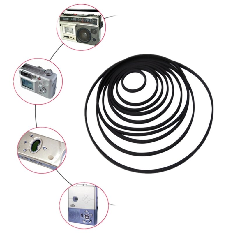 10 Pcs Drive Flat Belts Rubber DVD Cassette Tape Recorder Turntable Strap Belt Cassette Tape Replacement Square 1.2mm