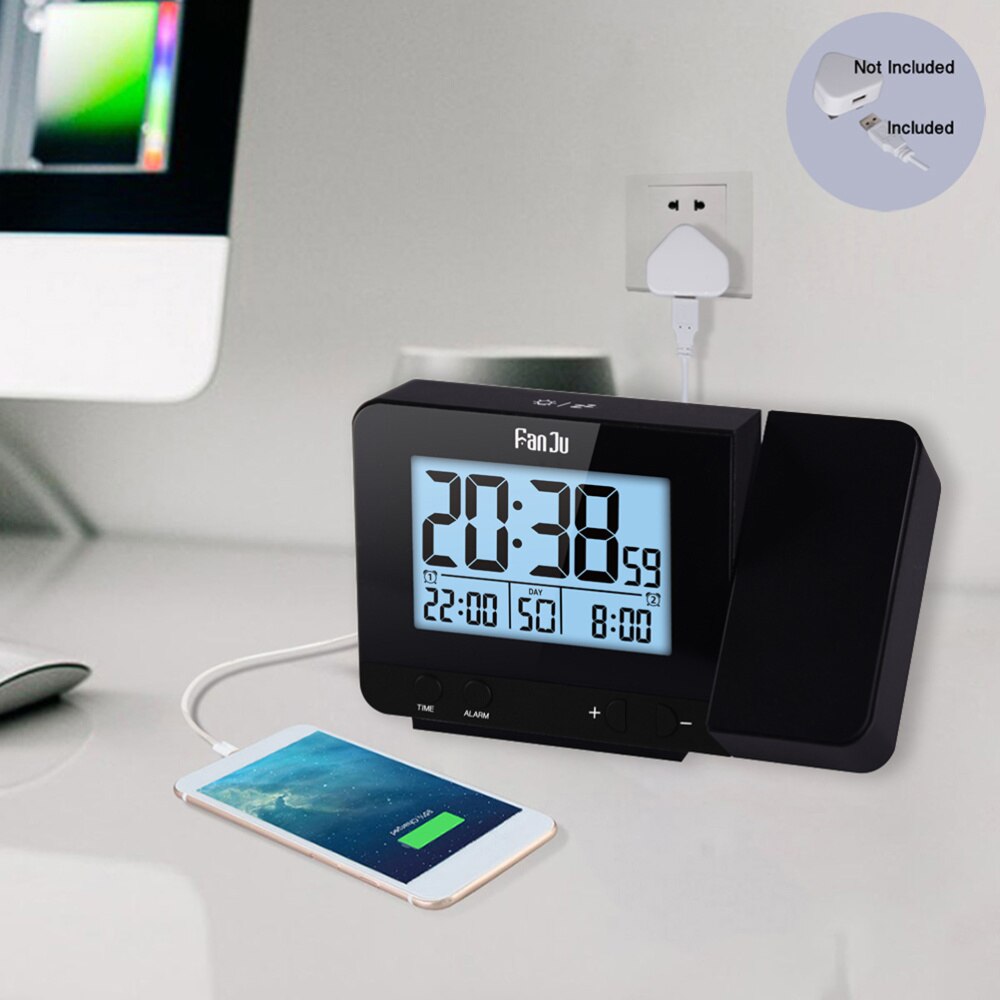 Led Clock Multi-Function Alarm Clock Temperature Display for Home Office School (Black, Battery)