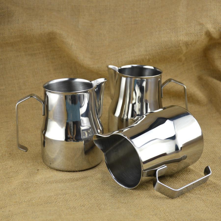 304 rostfritt stål espressokaffe lång mun kanna hantverk latte mjölkskumning kanna mjölk kanna 350/500/750 ml