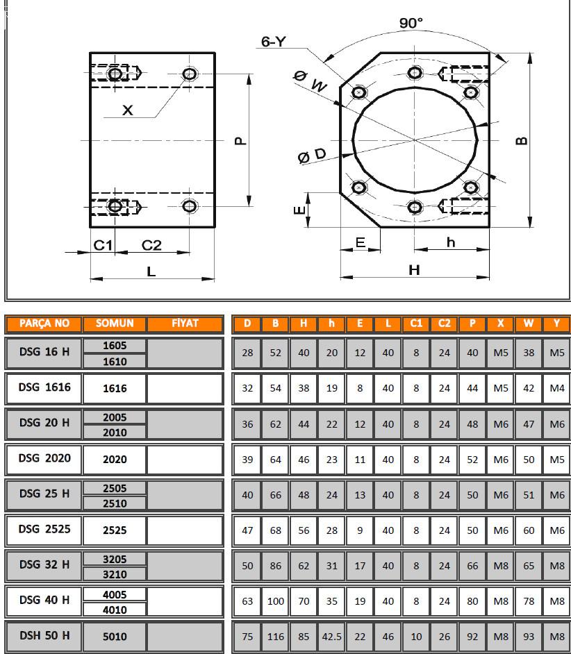 Ballscrew Nut Housing Bracket Holder for SFU1604 SFU1605 SFU1610 Aluminium Alloy Material DSG1605 205 2505 3205 1204