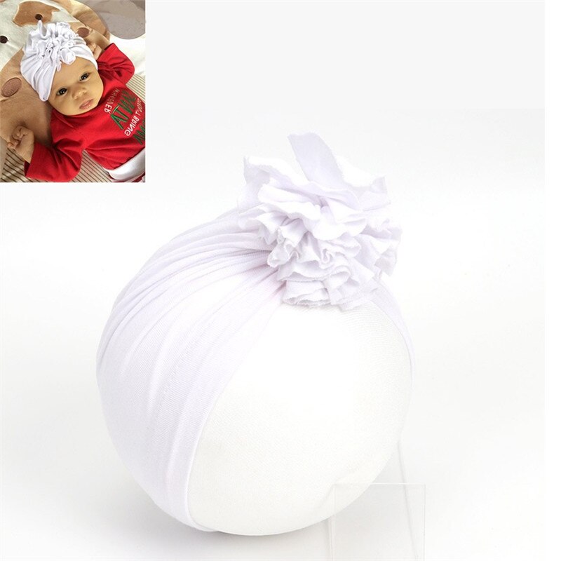 Söta småbarn barn bebis pannband flicka pannband bomull knut rosett turban pannband stretchigt flicka hårtillbehör pojke huvudbonader: En vit