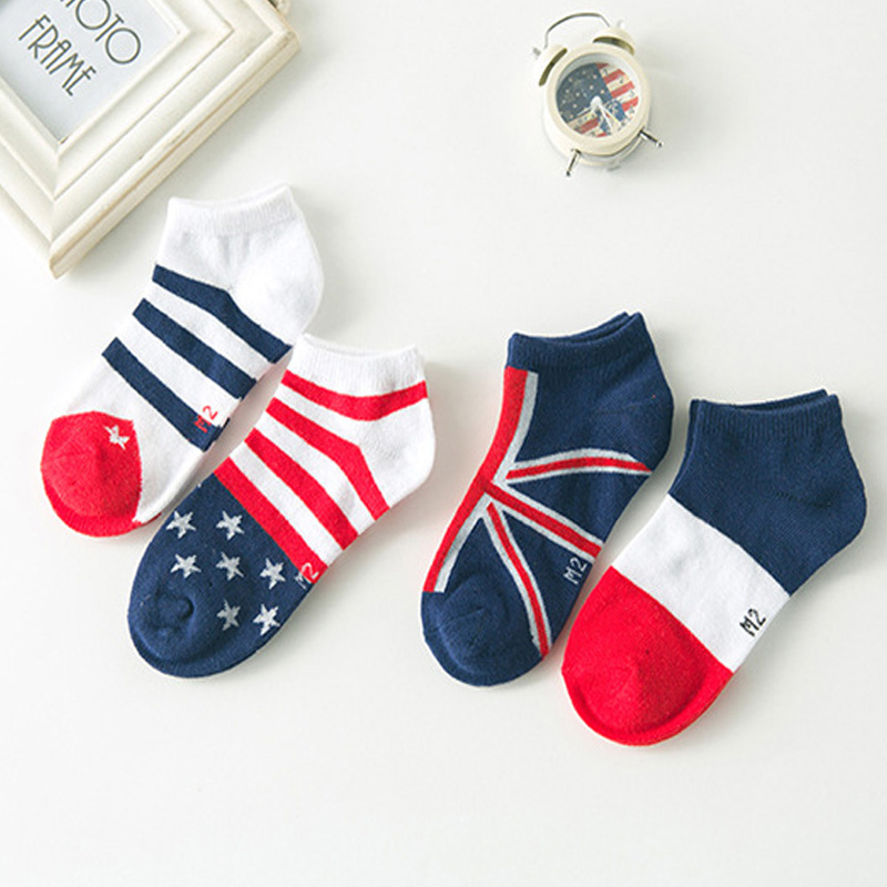 10 pieces=5 Pairs / Lot Spring Summer Flag Pattern Cotton Children Socks 4 - 12 Years Kids Boys / Girls Boat Socks