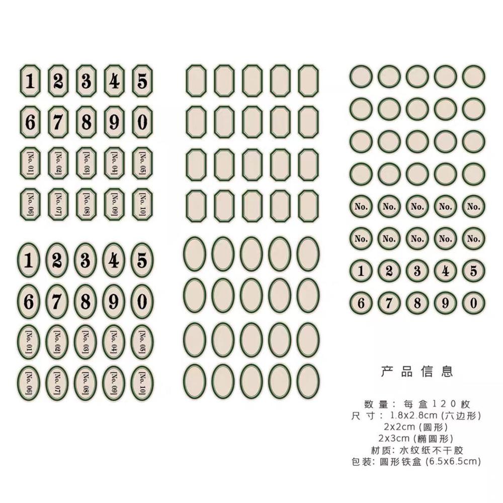 Retro Label Sticker Set Flake Sticker Pack DIY Craft Photo Albums Card Making Label Sticker: Vintage Green