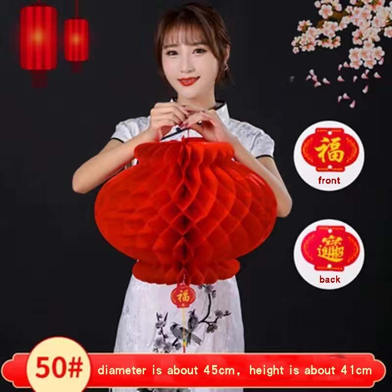 Chinese Year Decoration Party Outdoor Lantern Wedding Waterproof Red Plastic Paper Lanterns Traditional Festival Home Decor: 6pcs-50