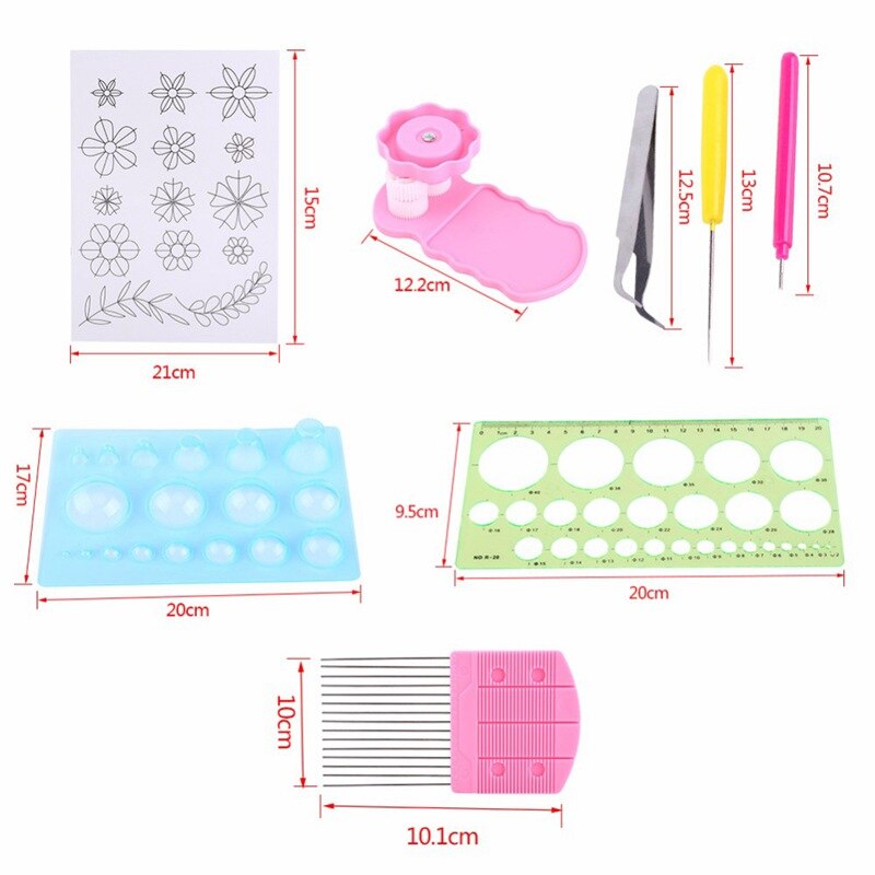 EASY-19Pcs Diy Papier Quilling Handgemaakte Gereedschap Set Template Tweezer Pins Ingelaste Tool Kit Papieren Kaart Ambachten Decorating Gereedschap