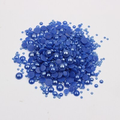1000 stk/parti hvid/sort mix størrelser keramiske perler halvrund flatback perle 2mm-6mm blandet til diy lim nail art beklædningsgenstand: Blå