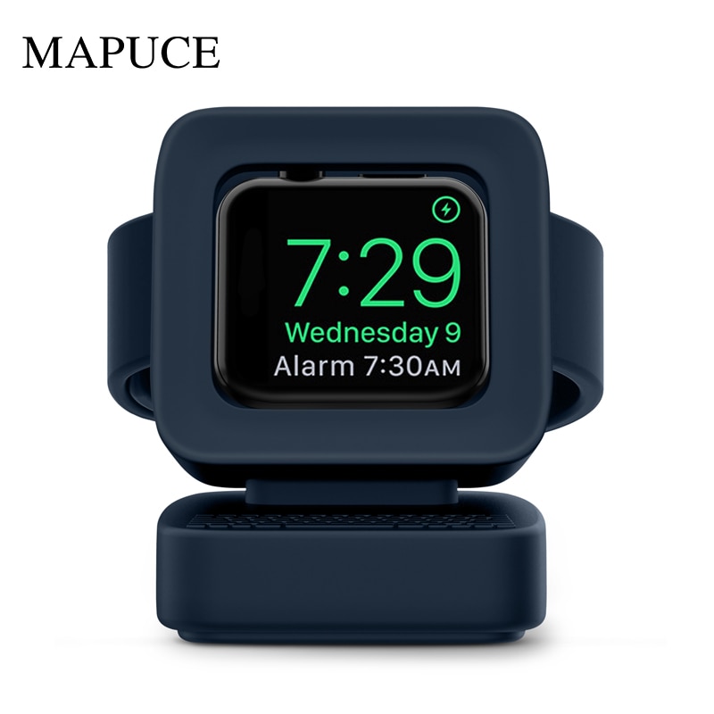 Mapuce oplader stativmonteret silikone dock holder til apple watch serie 3/2/1 opladerkabel til apple iwatch serie 42mm/38mm