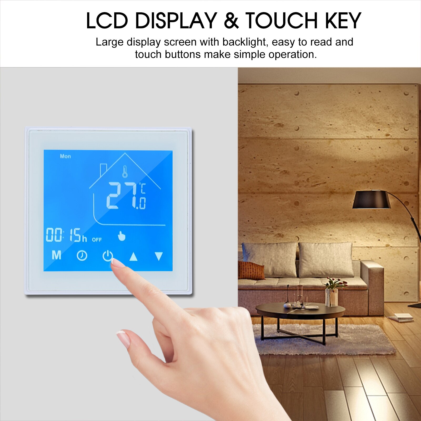 Termostato inteligente con WiFi, controlador de temperatura, pantalla LCD programable por semana para caldera de agua/Gas, Ewelink, para Alexa y Google Home