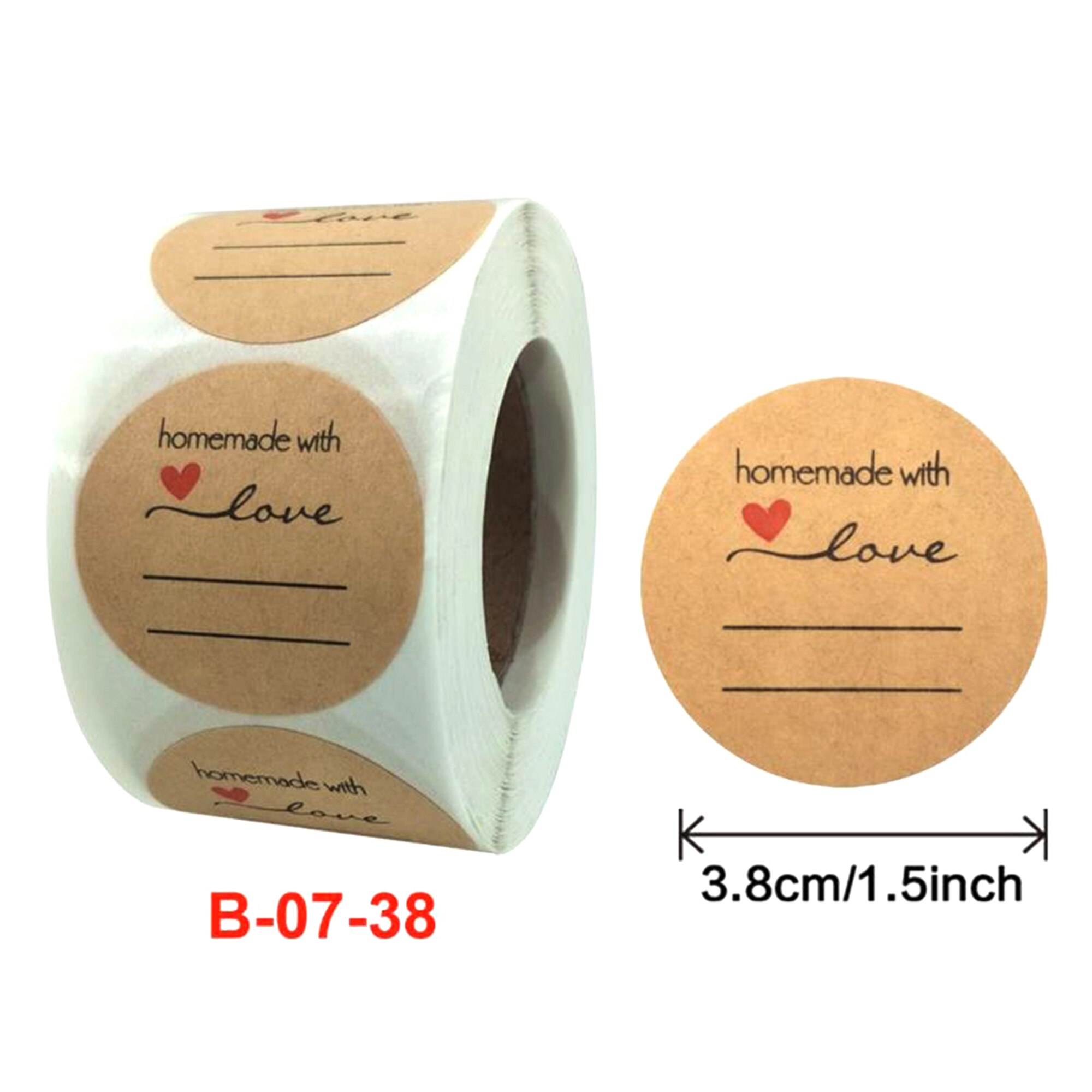 500 Labels Handmade with Love Sticker Self-Adhesive Round Sticker Labels with Lines for Candle Making Bakeries Bake Wedding