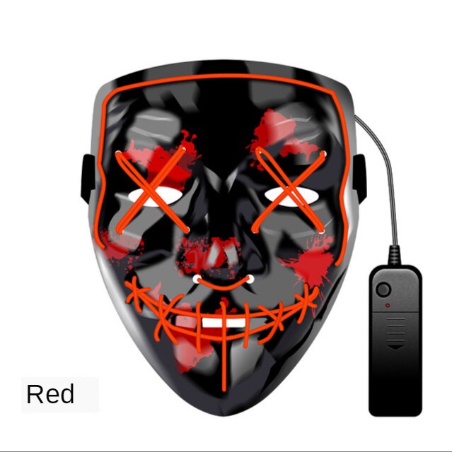 Masque brillant barre de bal Halloween fête EVA masque fente bouche danse étape lumière froide masque drôle masque la nuit: red