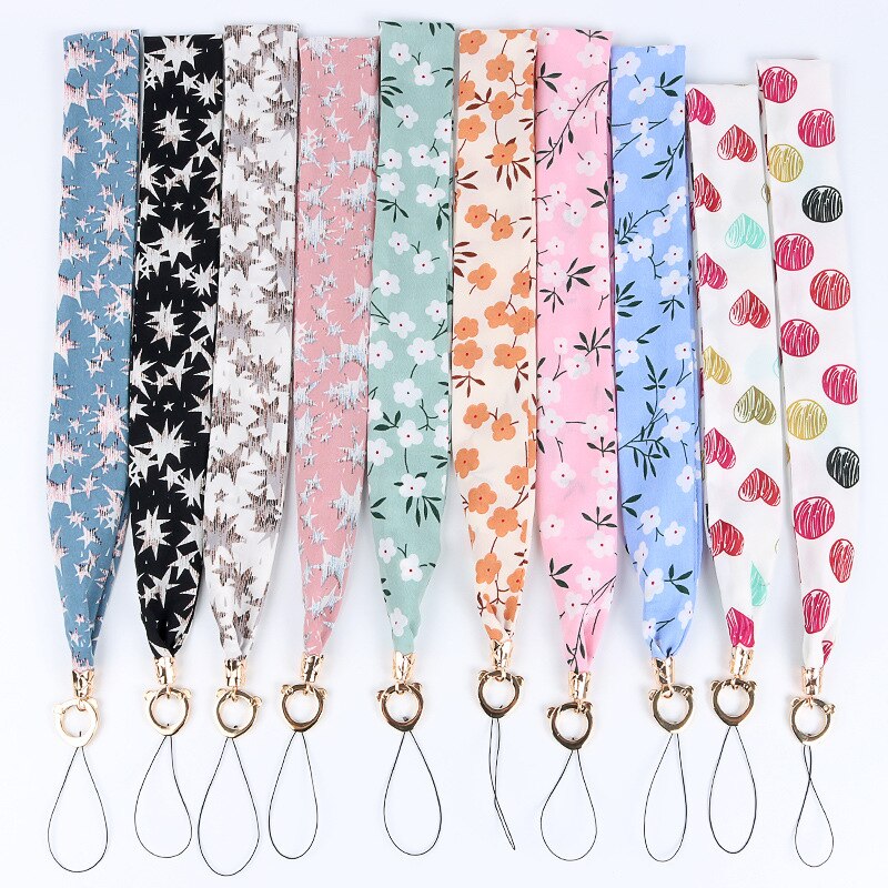 Mobile silk Lanyard neck strap for key card phone string kawaii wrist strap hand key cord necklace phone holder rope